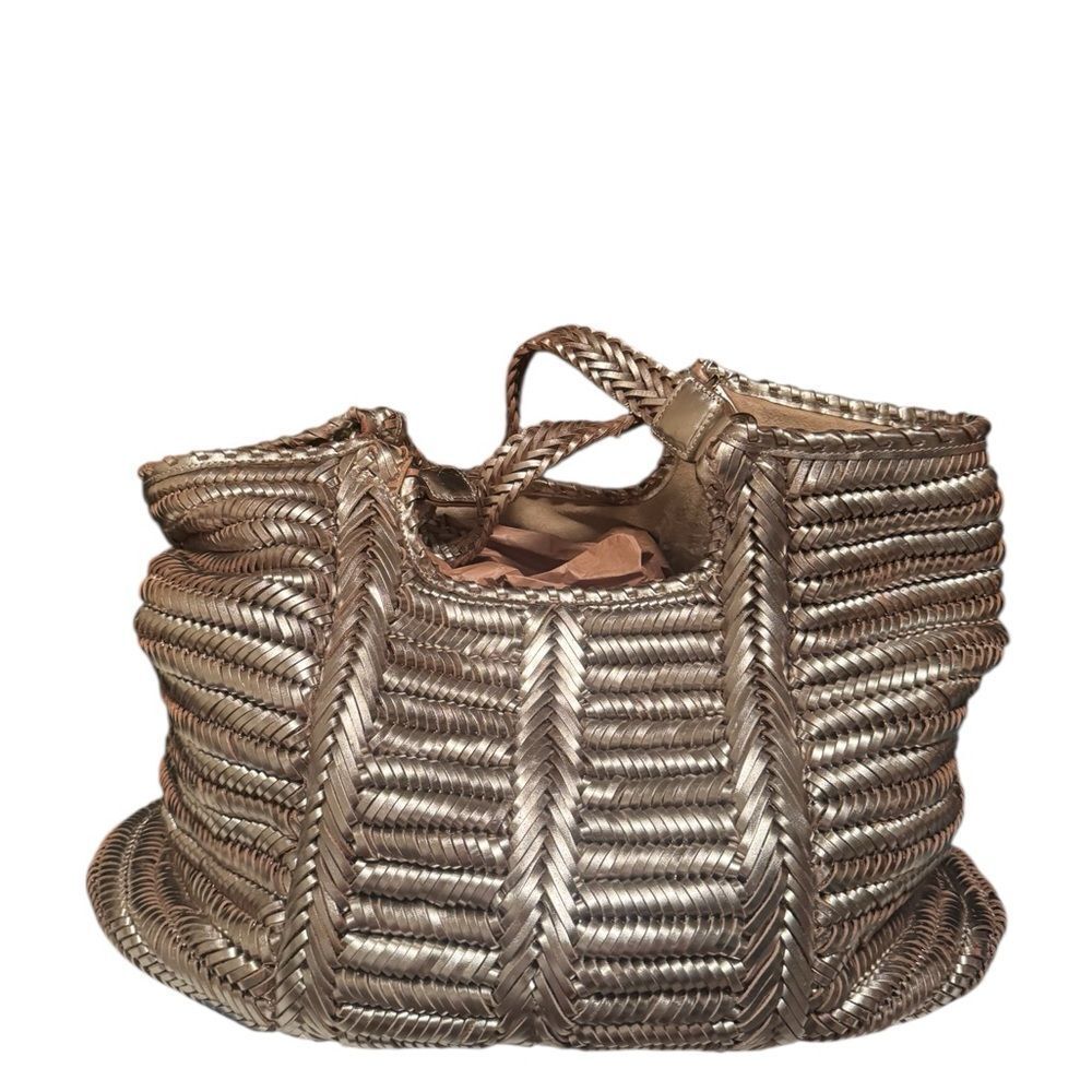 ANYA HINDMARCH Metallic Gold Woven Leather Large Neeson Tote Bag - Picture 4 of 13